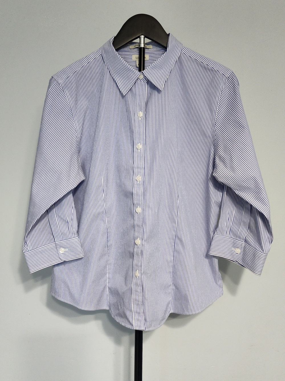 L.L. Bean Officecore Blue and White Stripe Women's Button-Down Shirt Size M